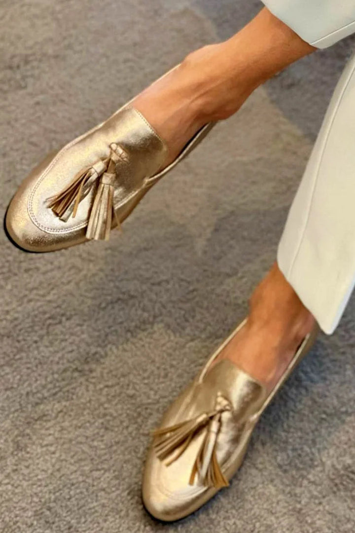 Marta | Classic loafers in golden metallic