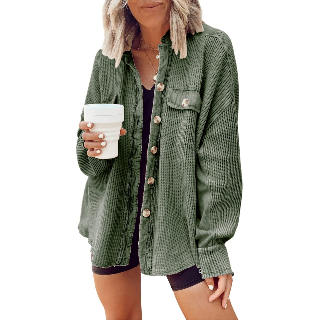 Jaslene | Cozy Button-Down Long Sleeve Jacket
