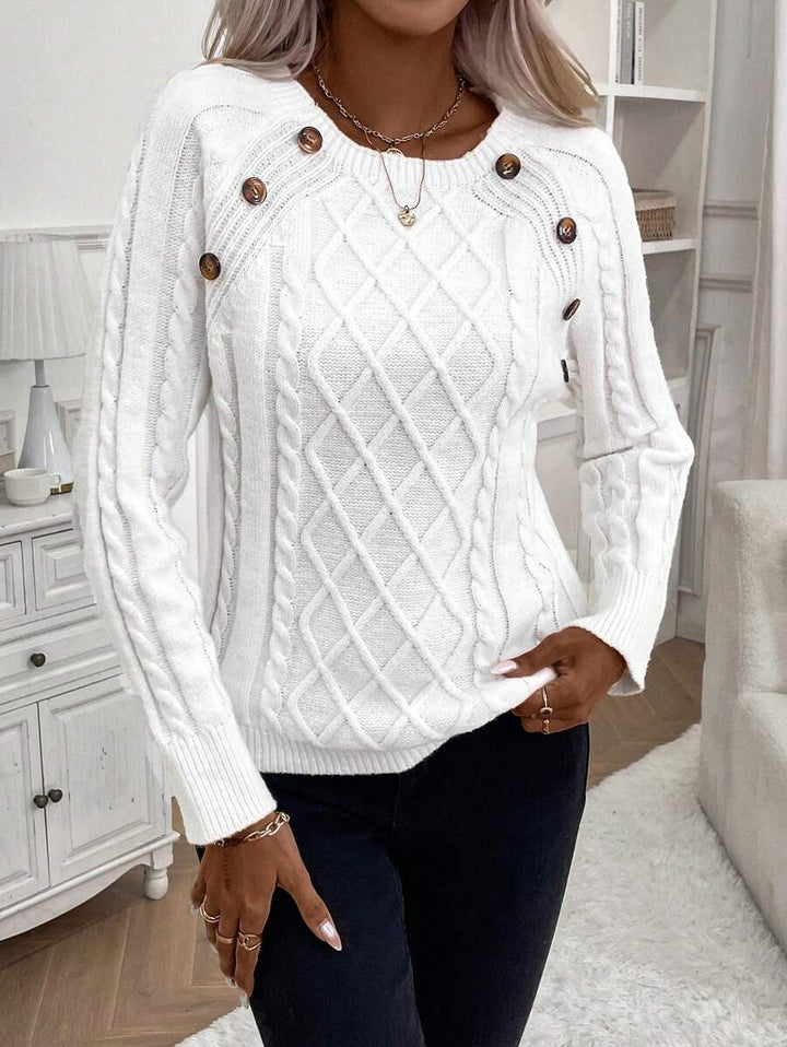 Amalie | Classic Sweater with Decorative Button Details