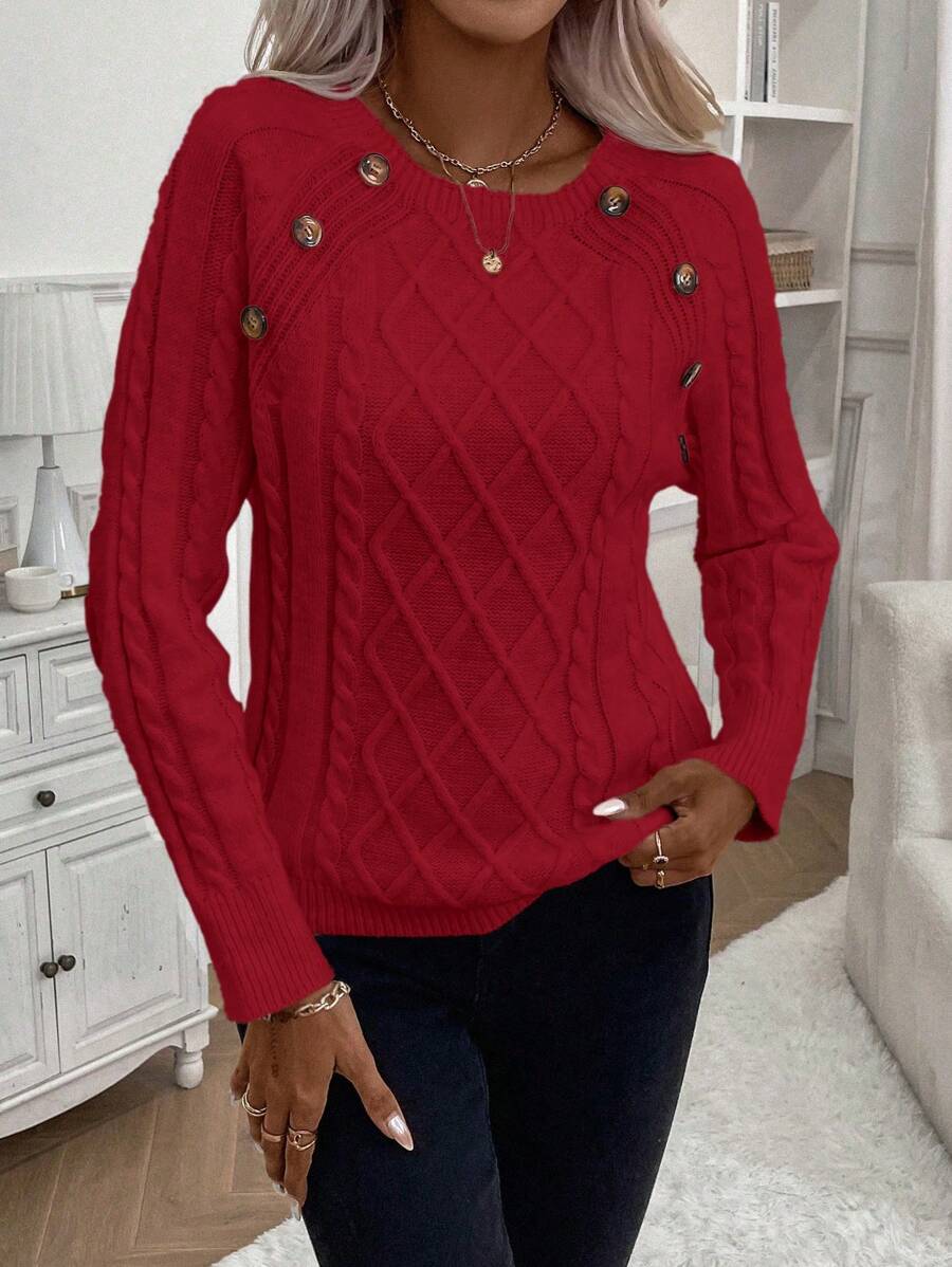 Amalie | Classic Sweater with Decorative Button Details