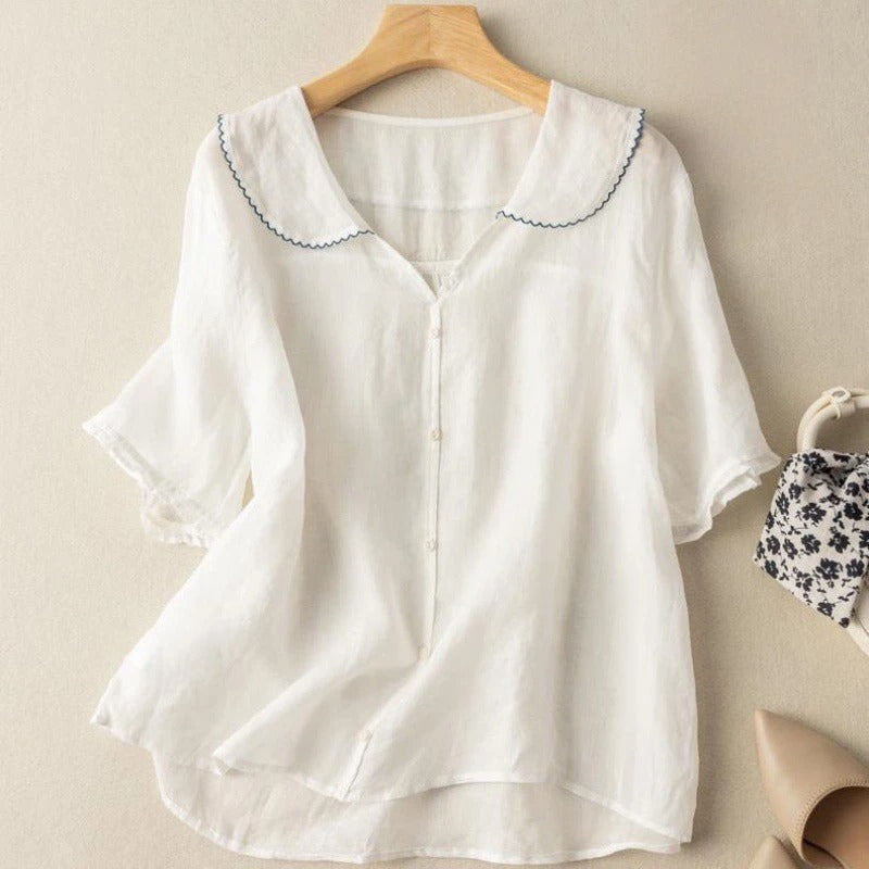 Emilia | Blouse with Embroidered Collar