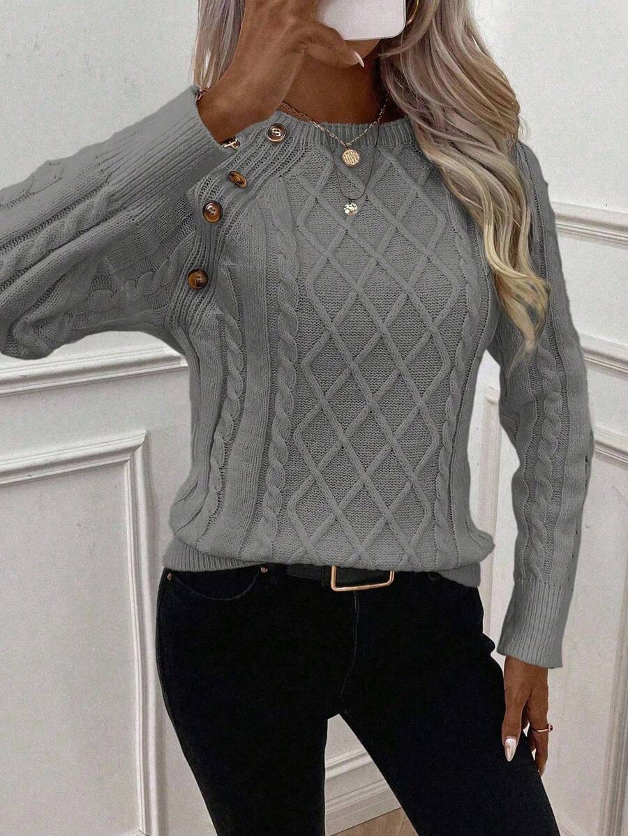 Amalie | Classic Sweater with Decorative Button Details