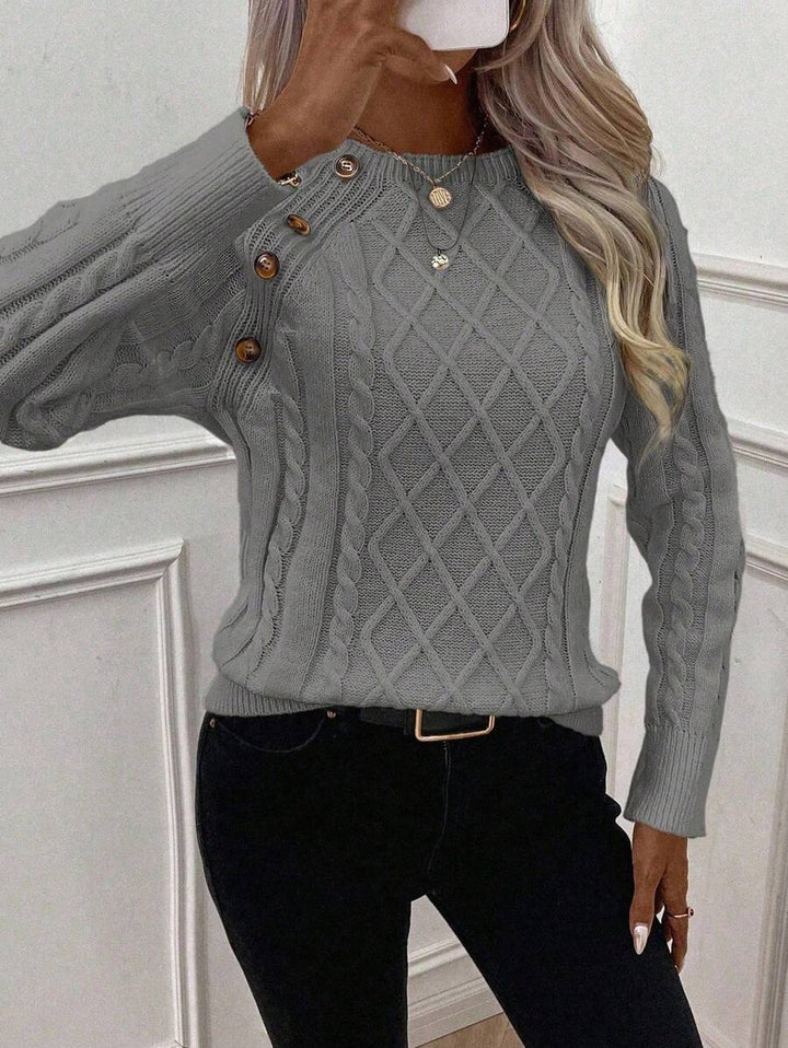 Amalie | Classic Sweater with Decorative Button Details