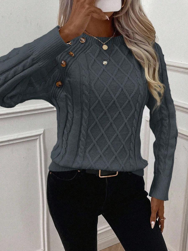 Amalie | Classic Sweater with Decorative Button Details