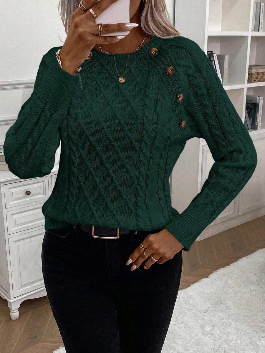 Amalie | Classic Sweater with Decorative Button Details