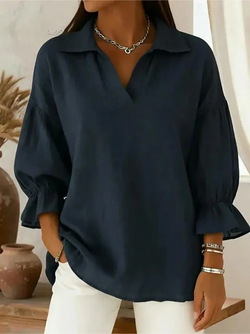 Makayla | Relaxed Collared Silhouette Blouse