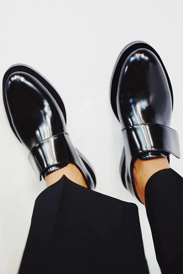 Celeste | Sleek Polished Strap Loafers