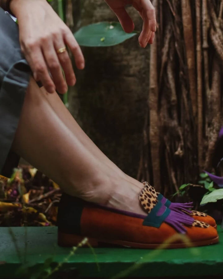 Hallie | Fringe-Trimmed Animal Print Loafers
