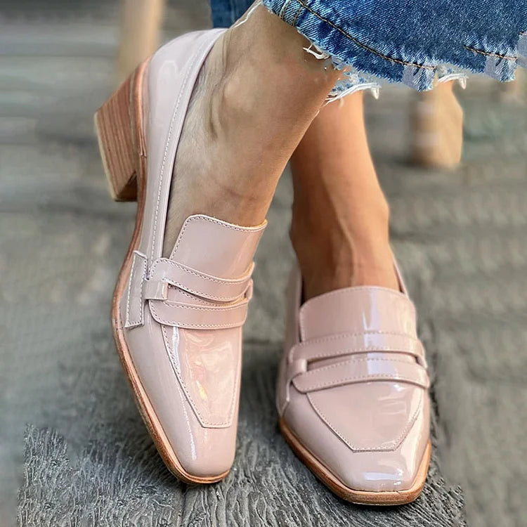 Eden | Shiny Wide-Heel Moccasins