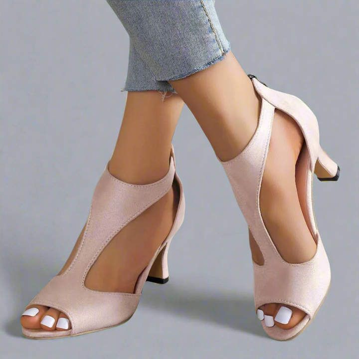 Barbara | Peep Toe Heels with Cutout Design