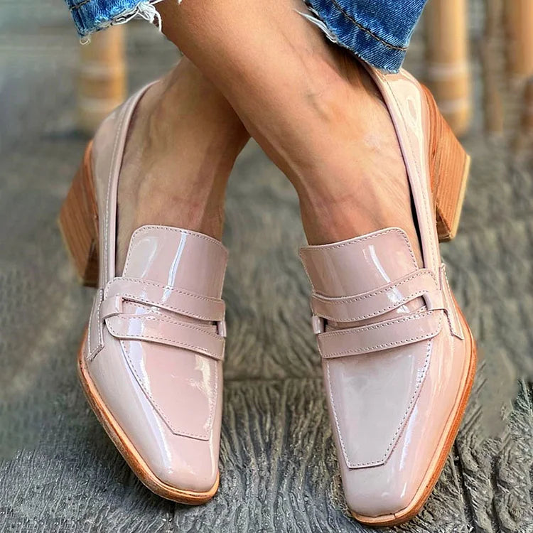 Eden | Shiny Wide-Heel Moccasins