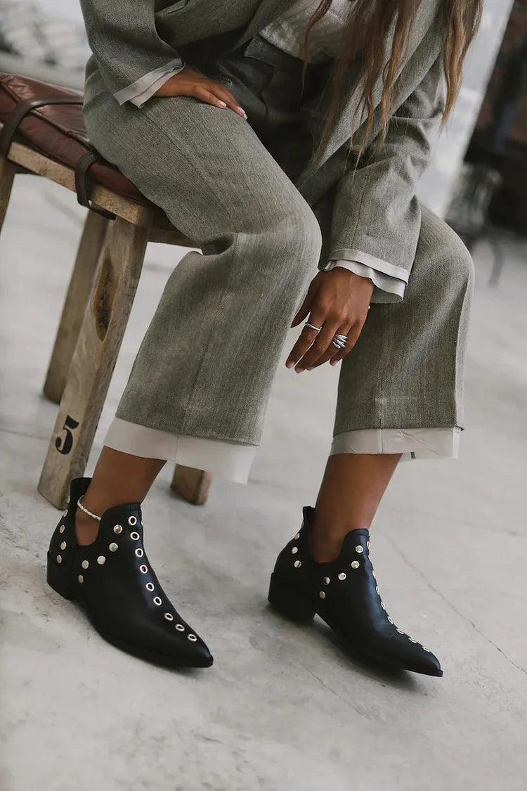 Brenda | Studded Pointed Toe Ankle Boot