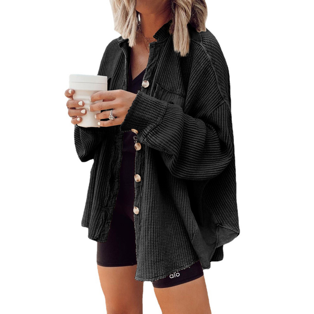Jaslene | Cozy Button-Down Long Sleeve Jacket