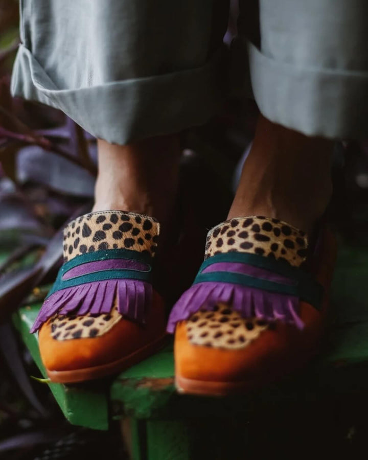 Hallie | Fringe-Trimmed Animal Print Loafers