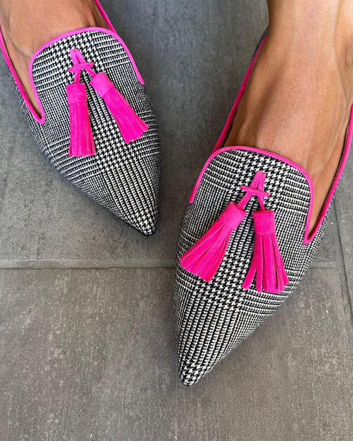 Zoe | Pointed Loafers with Vibrant Fringe Accents