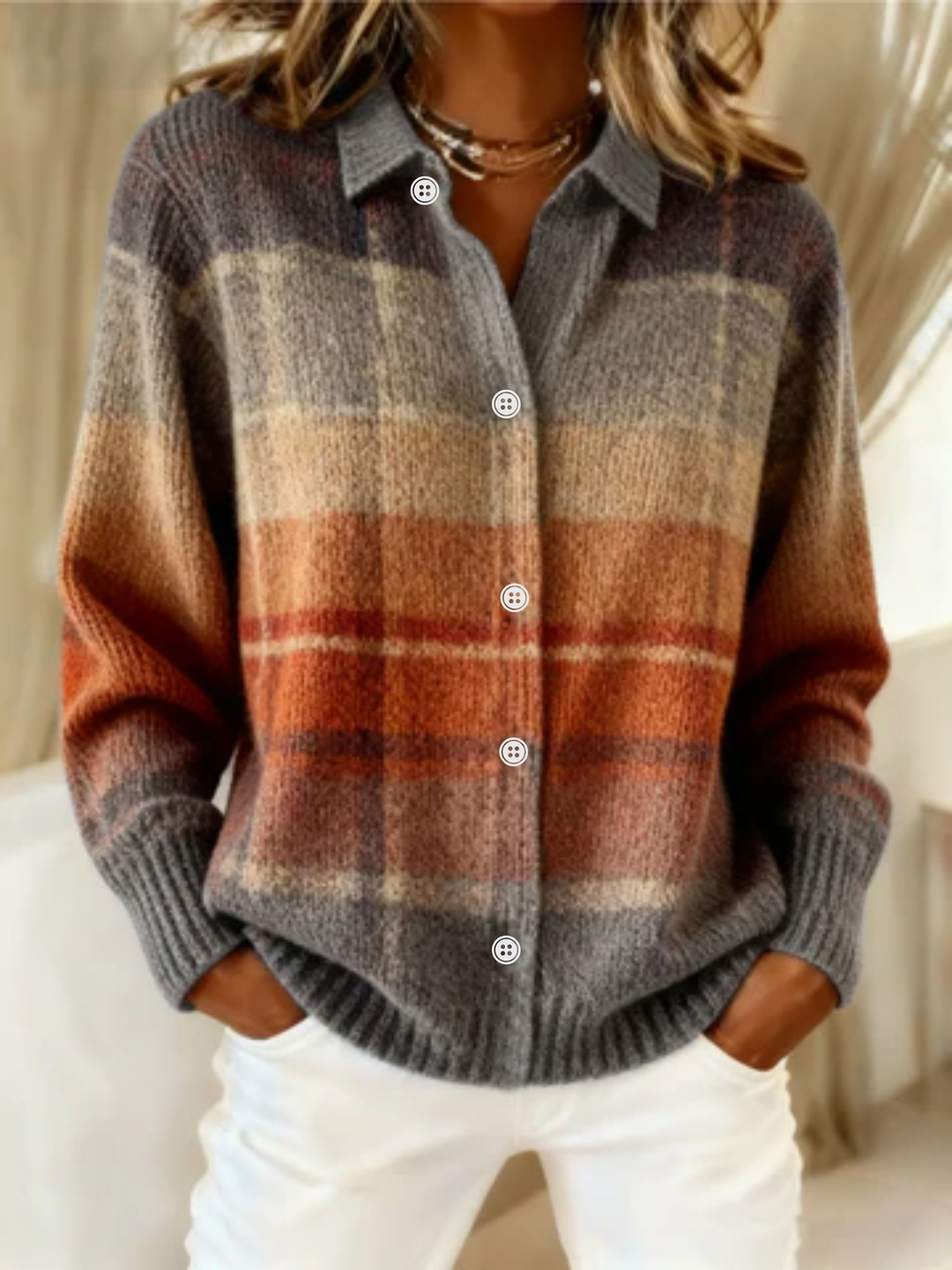 Fleur™ – Cozy Checked Blouse Crafted from Soft Hoodie Fabric