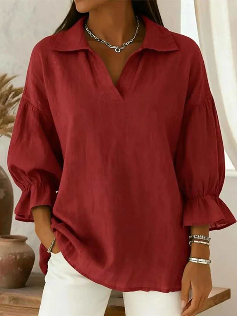 Makayla | Relaxed Collared Silhouette Blouse