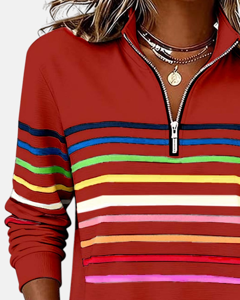 Vienna | Colorful Striped Zip-Up Hoodie
