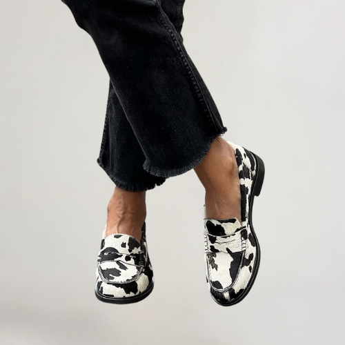 Veerle | Loafers with Cow Print Design