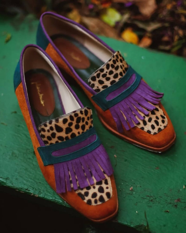 Hallie | Fringe-Trimmed Animal Print Loafers