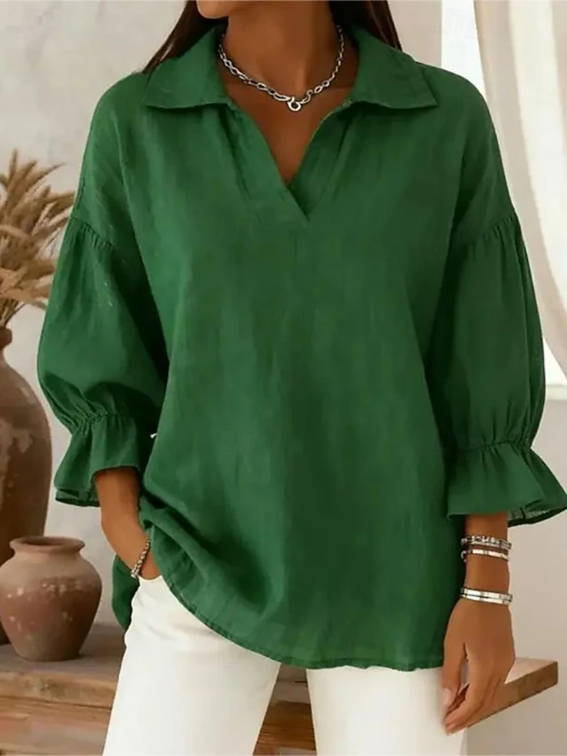 Makayla | Relaxed Collared Silhouette Blouse