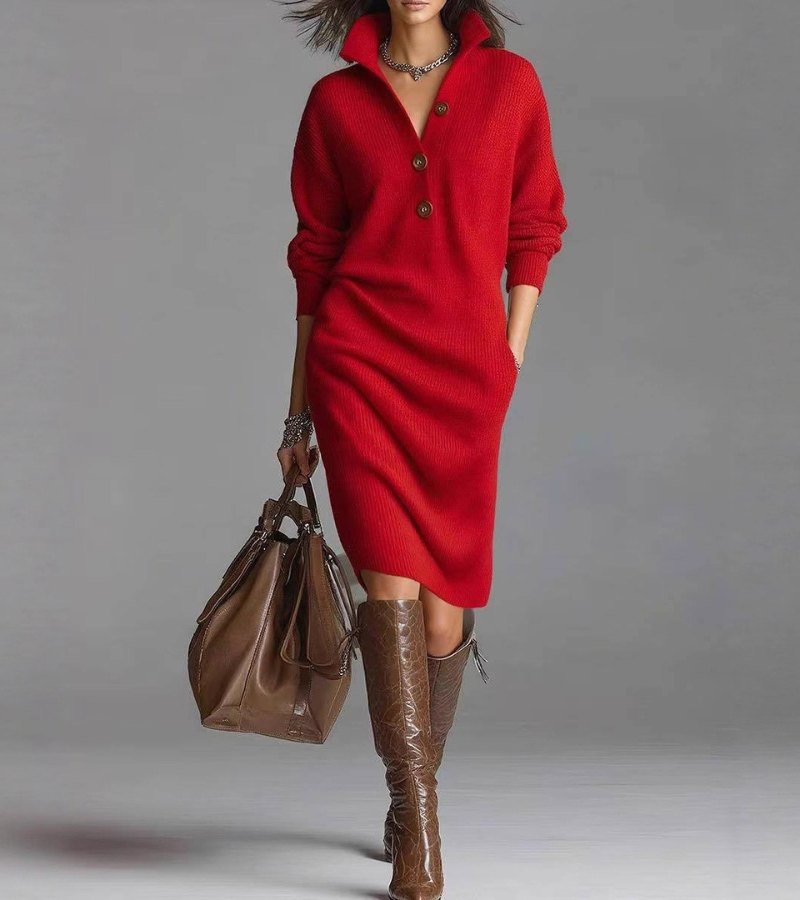 Zyrielle | Elegant Winter Dress with Buttons