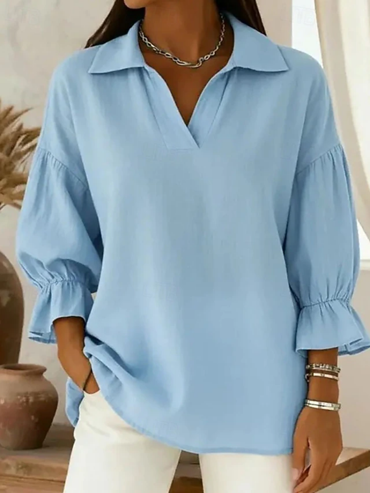 Makayla | Relaxed Collared Silhouette Blouse