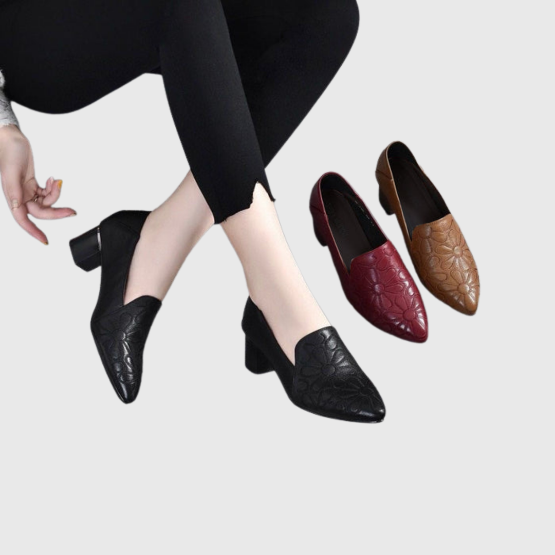 Heidi | Soft Leather Embroidered Pumps