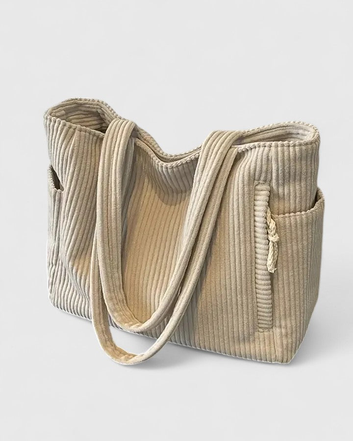 Annie | Elegant Ribbed Tote Bag with Chic Cord Accents