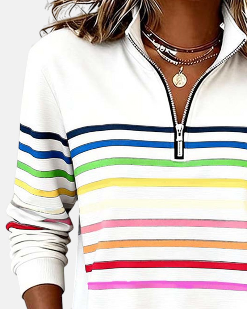 Vienna | Colorful Striped Zip-Up Hoodie