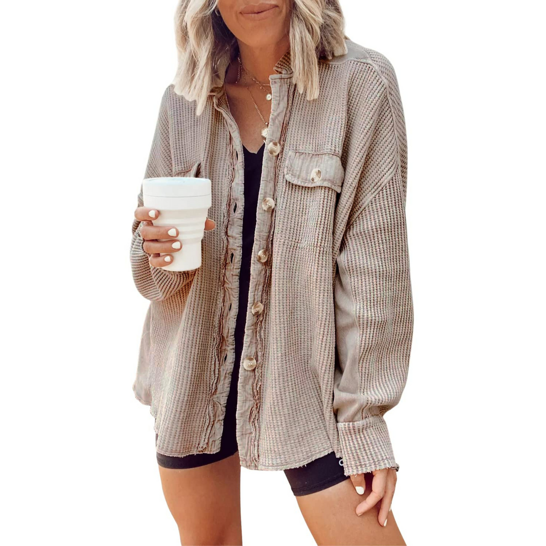 Jaslene | Cozy Button-Down Long Sleeve Jacket