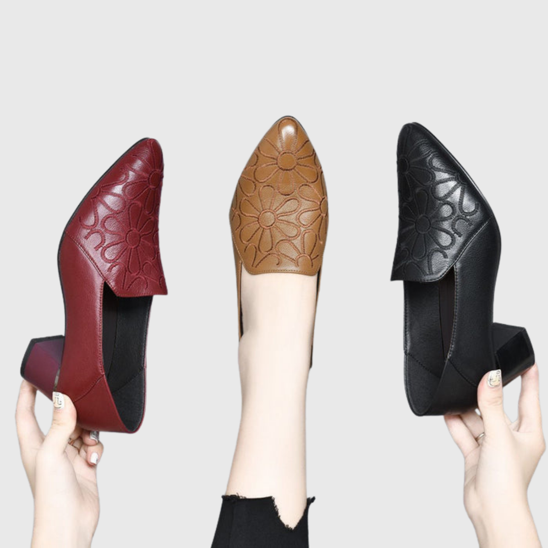 Heidi | Soft Leather Embroidered Pumps