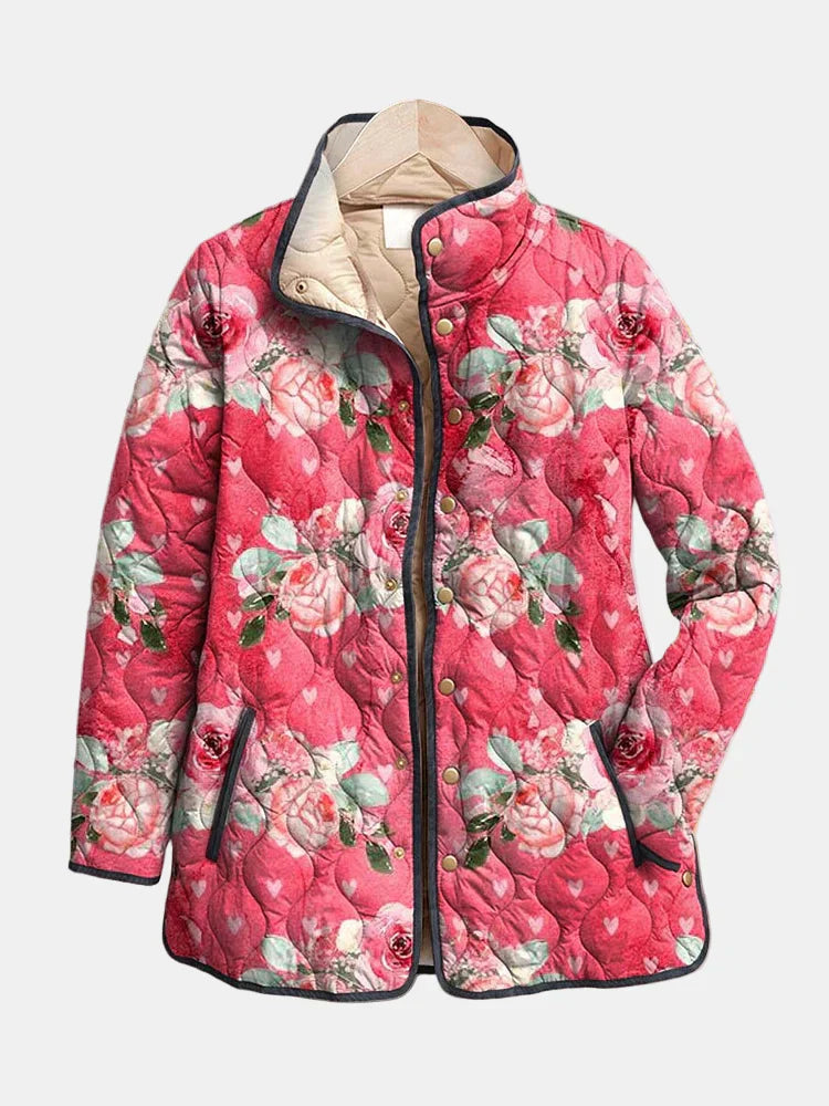 Freya | Delightful Pink Floral Quilted Jacket