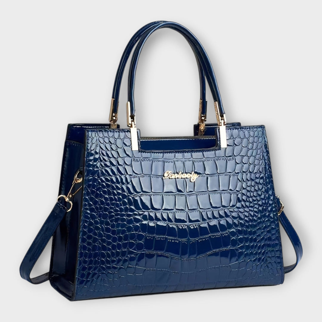 Annie | Shiny Crocodile-Embossed Handbag