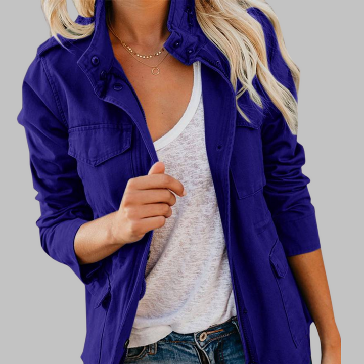Olga | Vintage Zip Up Button Military Jacket