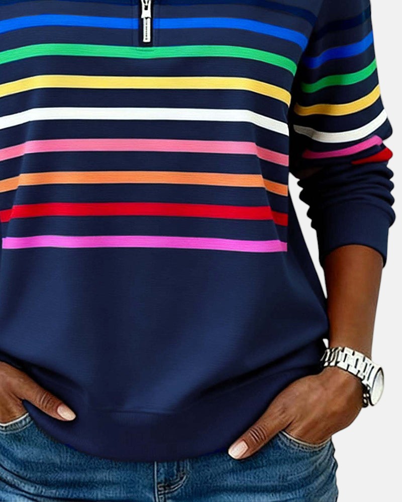 Vienna | Colorful Striped Zip-Up Hoodie