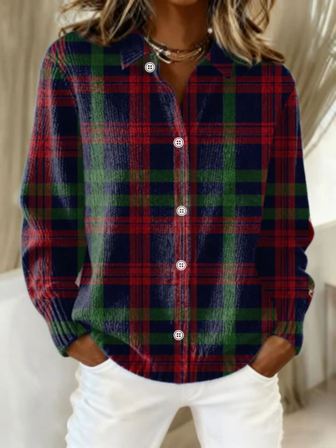 Gunilla™ – Plaid Hoodie Blouse