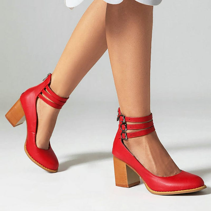 Ariana | Triple Buckle High Heels