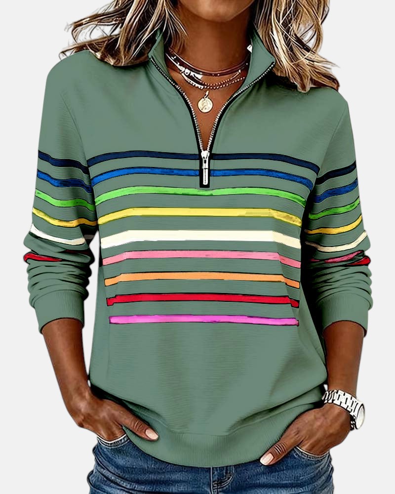 Vienna | Colorful Striped Zip-Up Hoodie