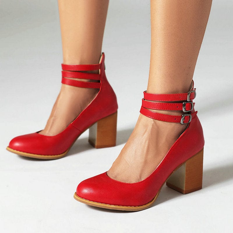 Ariana | Triple Buckle High Heels