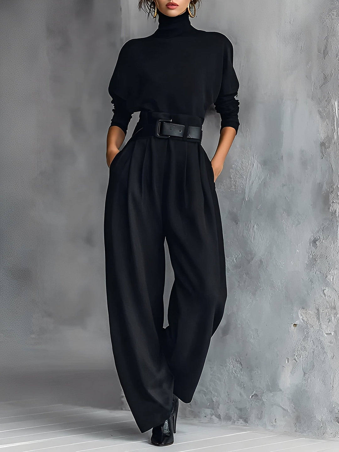 Perry | Turtleneck Top & Straight-Leg Pants Set