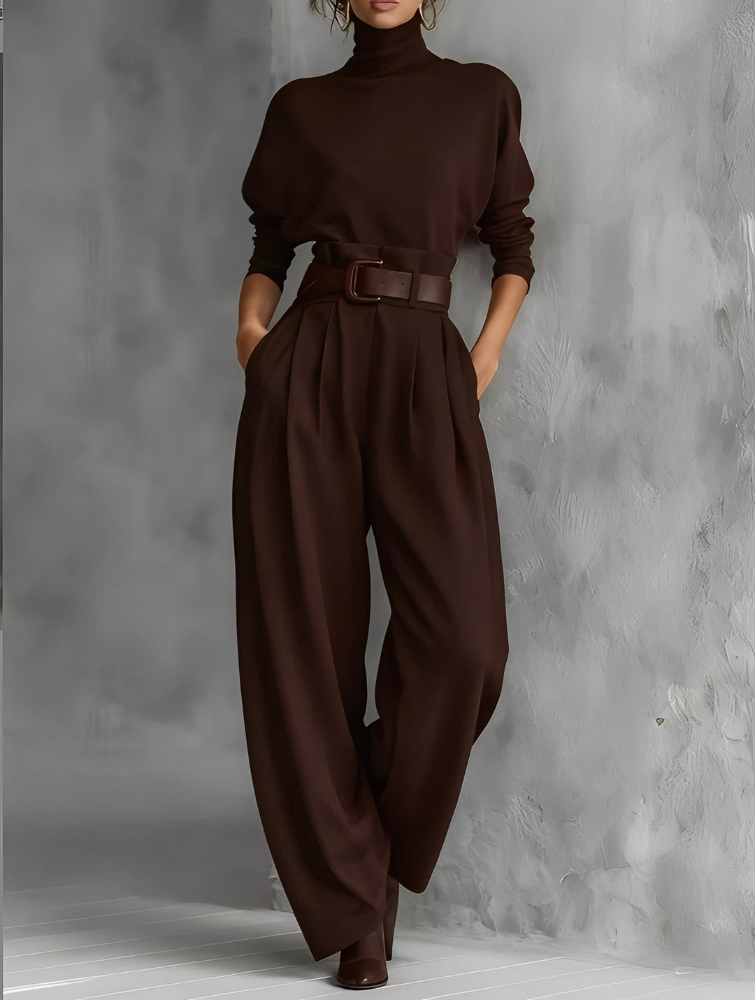 Perry | Turtleneck Top & Straight-Leg Pants Set