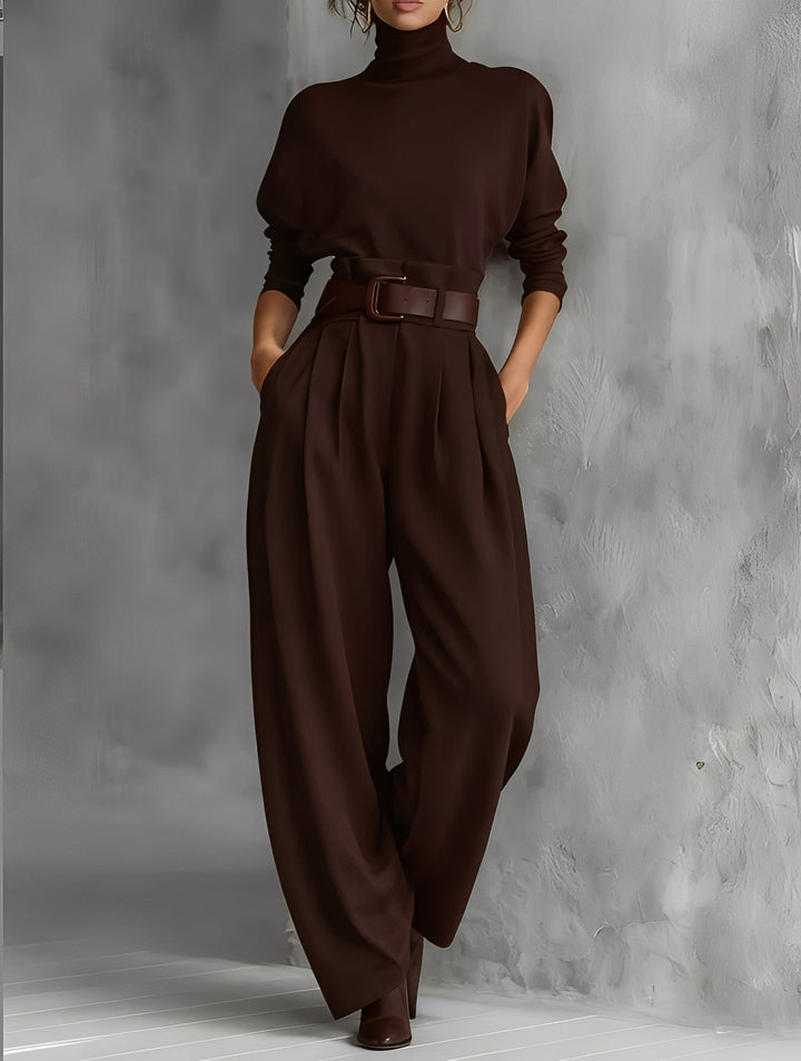 Perry | Turtleneck Top & Straight-Leg Pants Set