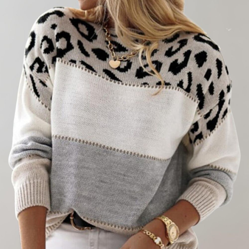 Bertina | Leopard Accent Knit Sweater