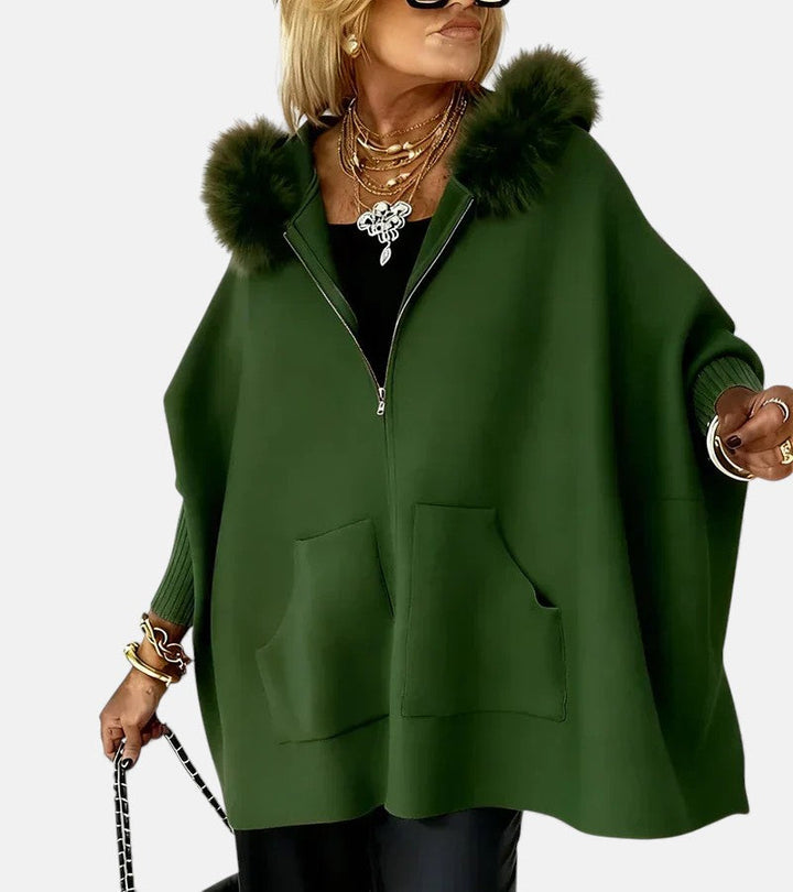 Molly | Casual Hooded Coat with Fur Collar