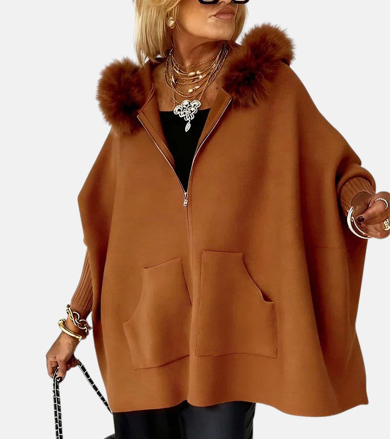 Molly | Casual Hooded Coat with Fur Collar