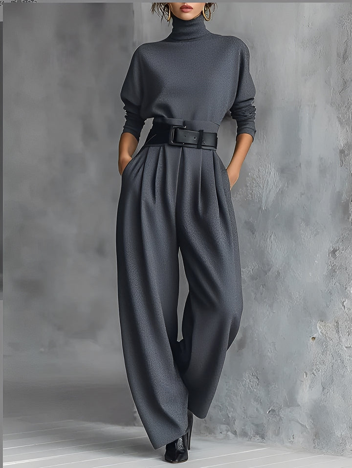 Perry | Turtleneck Top & Straight-Leg Pants Set