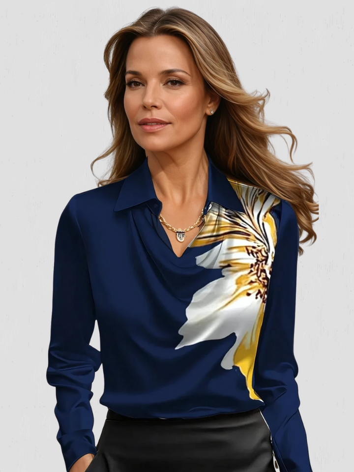 April | Melody Statin Drape Blouse