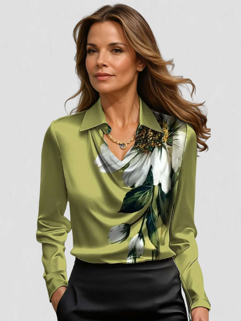 Melody | Luxurious Satin Draped Blouse