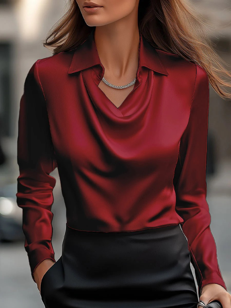 Melody | Luxurious Satin Draped Blouse